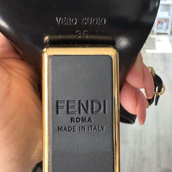 Authentic Fendi Versace Black and Gold Patterned Heels - Picture 5 of 13